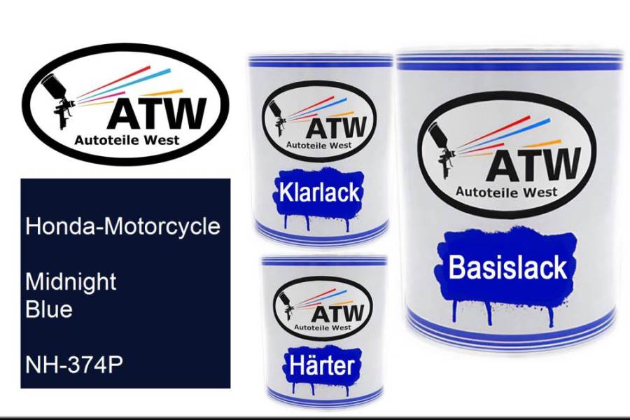 Honda-Motorcycle, Midnight Blue, NH-374P: 1L Lackdose + 1L Klarlack + 500ml Härter - Set, von ATW Autoteile West.